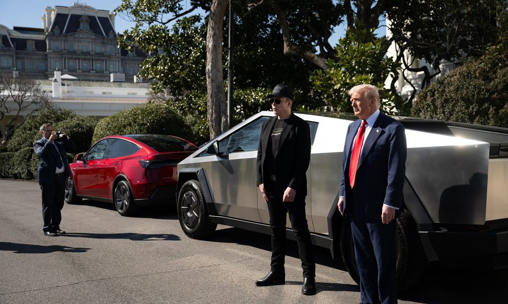 President Donald J. Trump purchases a Tesla on the South Lawn, Tuesday, March 11, 2025. (Official White House Photo by Molly Riley)
